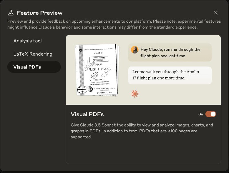 Claude 3.5 Sonnet 现在支持使用多模态能力查看和分析 PDF 中的图像、图表和图形