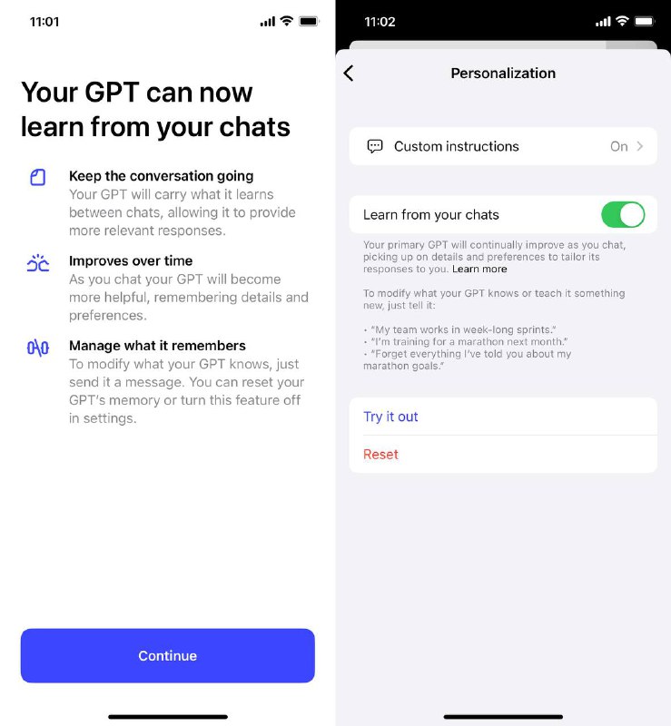 该消息提及的ChatGPT新功能已于iOS APP最新版全量推送