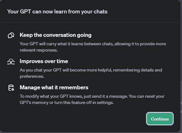 在最新泄露的源代码中，可以看到GPT即将具有自我学习功能，类似之前的微软小娜，学习你的使用习惯，共享账号的估计效果会打折扣